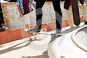 Teenage boy skateboarding outdoors