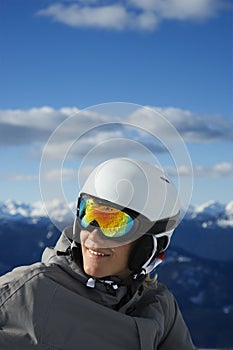 Teenage boy snowboarder