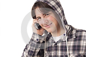 Teenage boy talking on mobile phone