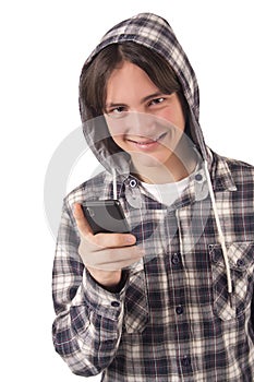Teenage boy talking on mobile phone