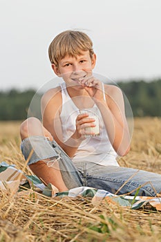 Teenage boy wearing dental retainers photo