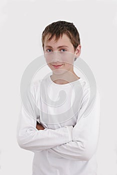 Teenage boy on a white background