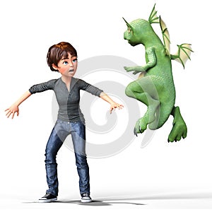 Teenage CGI girl with her baby hatchling dragon