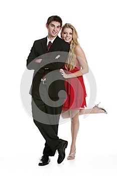 Teenage couple dressed in formal clothing