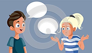 Teenage Couple Talking and Communicating Vector Cartoon Illustration