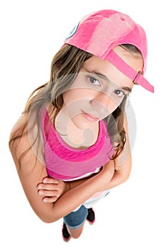 Teenage girl with an attitude wearing a baseball cap