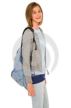 Teenage girl with backpack