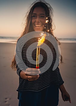 Girl with Fireworks