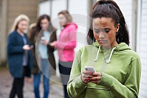 Teenage Girl Being Bullied By Text Message