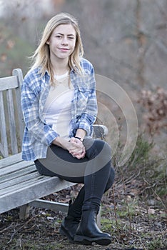 Teenage girl with blue shirt