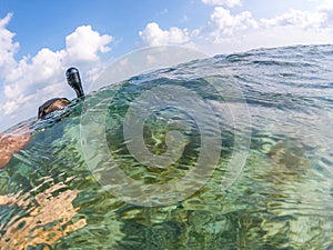 Teenage girl does snorkeling