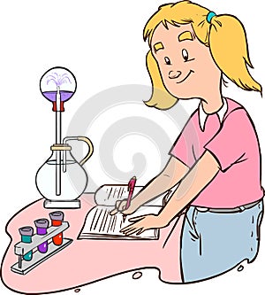 Teenage Girl Doing Laboratory Work at School