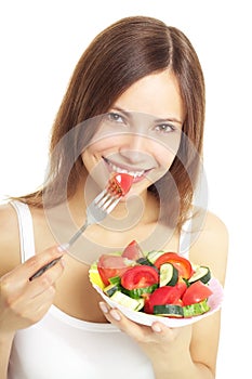 Teenage Girl Eating Fresh Salad