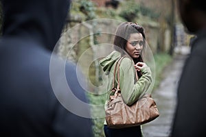 Teenage Girl Feeling Intimidated As She Walks Home