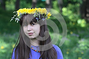 Teenage Girl And Flower Wreath