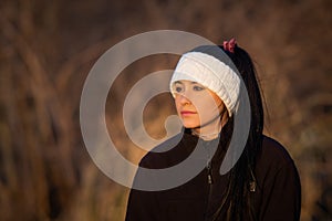 Teenage girl with hair strap