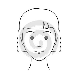 Teenage girl happy face portrait illustration