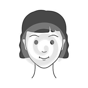 Teenage girl happy face portrait illustration