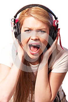 Teenage girl in headphones