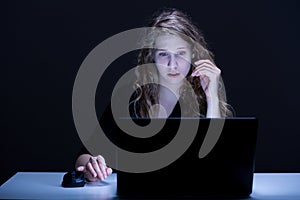Teenage girl intimidated by stalker photo