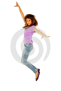 Teenage girl jumping