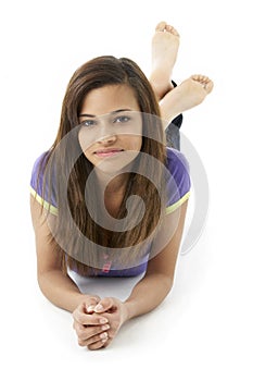 Teenage Girl Laying on Stomach