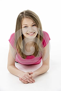 Teenage Girl Laying on Stomach