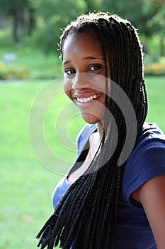 Teenage girl with long extensions