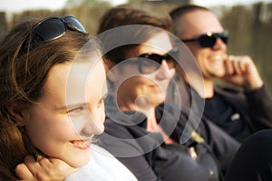 Teenage girl with parents