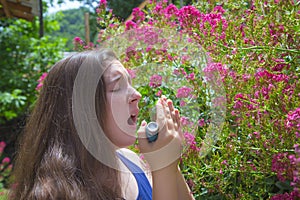 Teenage girl with pollen allergy