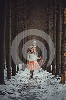 Teenage girl portrait with violin