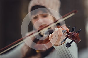 Teenage girl portrait with violin