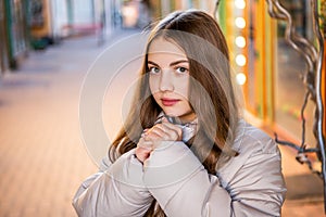 teenage girl portrait wearing hat. photo of teenage girl portrait outside.