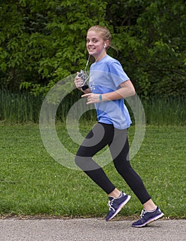 Teenage girl running