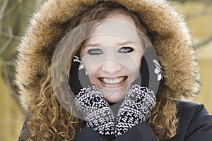 Teenage girl senior portrait in winter clothes