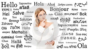 Teenage girl studying different world languages