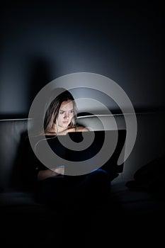 Teenage girl studying in a virtual class