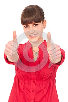 Teenage girl with thumbs up