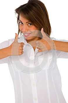 Teenage girl with thumbs up