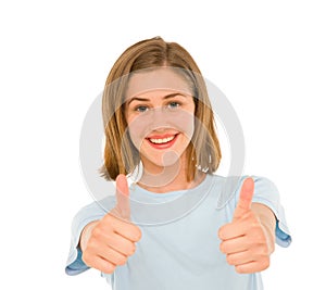 Teenage girl with thumbs up