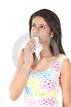 teenage girl with tissue paper