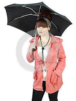 Teenage girl with umbrella