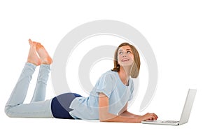 Teenage girl using laptop