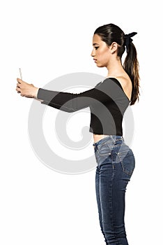 Teenage girl using mobile phone