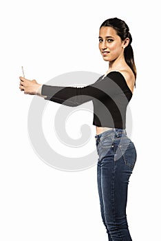 Teenage girl using mobile phone