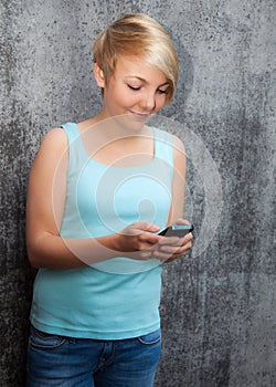 Teenage girl using smart phone