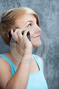 Teenage girl using smart phone
