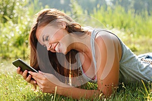 Teenage girl using tablet pc