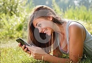 Teenage girl using tablet pc