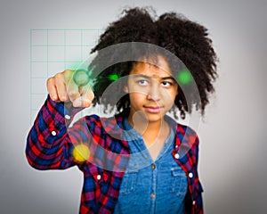 Teenage Girl With Whacky Afro Hair Playing A Virtual Game